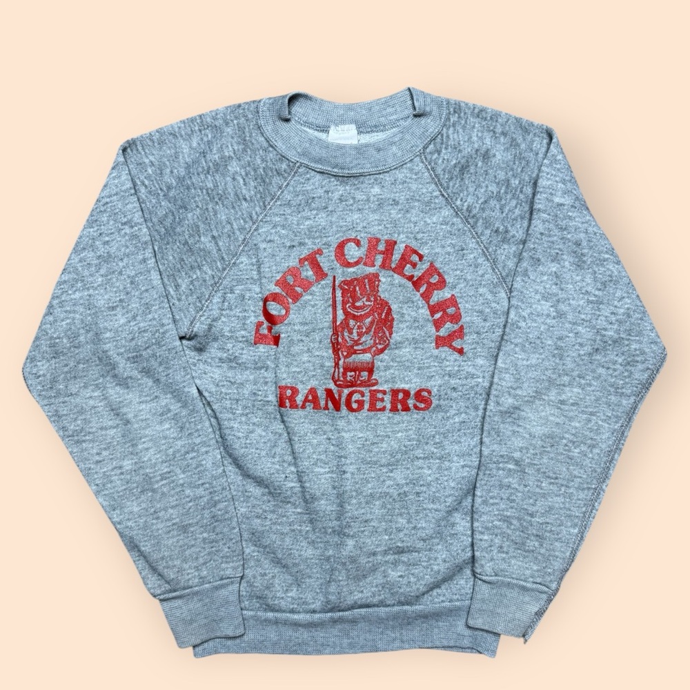 Vintage Fort Cherry Rangers 1980s Crewneck Sweatshirt Youth Medium Gray Vtg 80s